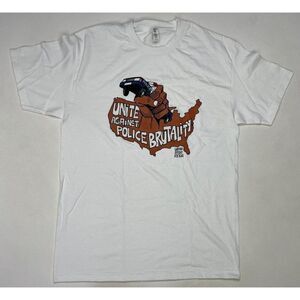 H33M Carlos Latuff Unite Against Police Brutality Art Graphic T-shirt Men Large